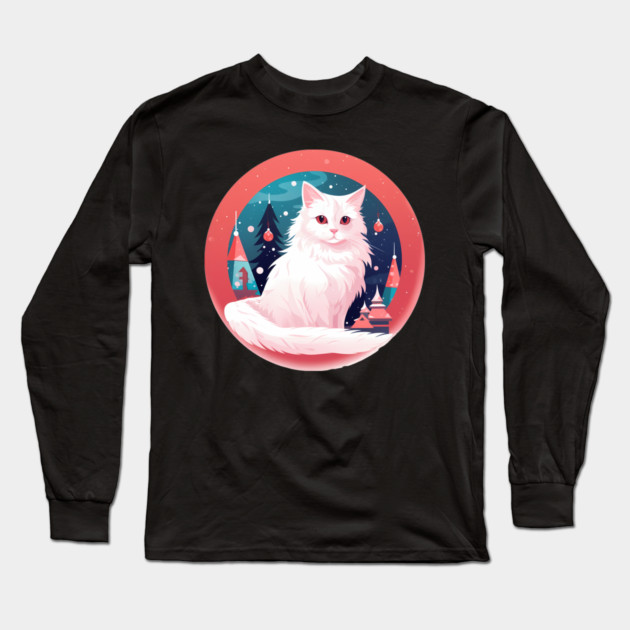 Turkish Angora Cat Xmas, Love Cats Long Sleeve T-Shirt by logiamerch