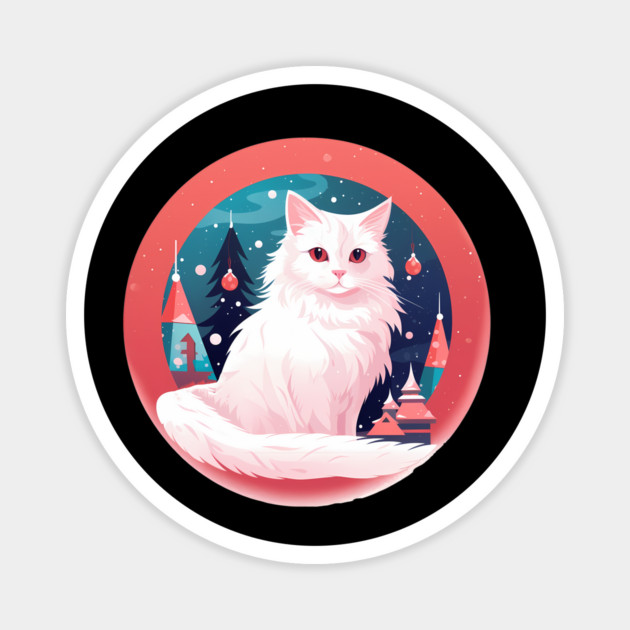 Turkish Angora Cat Xmas, Love Cats Magnet by logiamerch