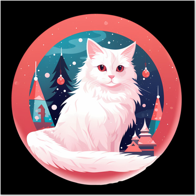 Turkish Angora Cat Xmas, Love Cats Wall Art by logiamerch