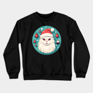 Turkish Angora Cat Xmas, Love Cats Crewneck Sweatshirt