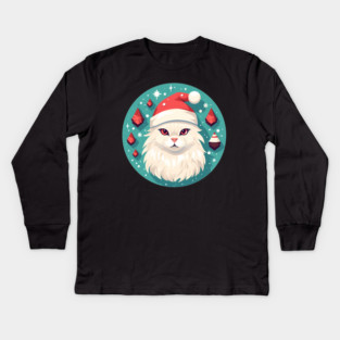 Turkish Angora Cat Xmas, Love Cats Kids Long Sleeve T-Shirt