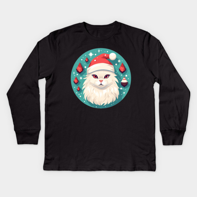 Turkish Angora Cat Xmas, Love Cats Kids Long Sleeve T-Shirt by logiamerch