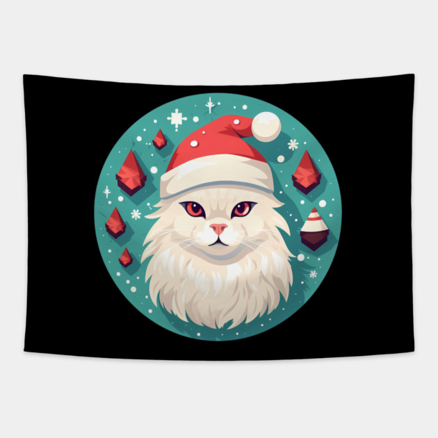Turkish Angora Cat Xmas, Love Cats Tapestry by logiamerch