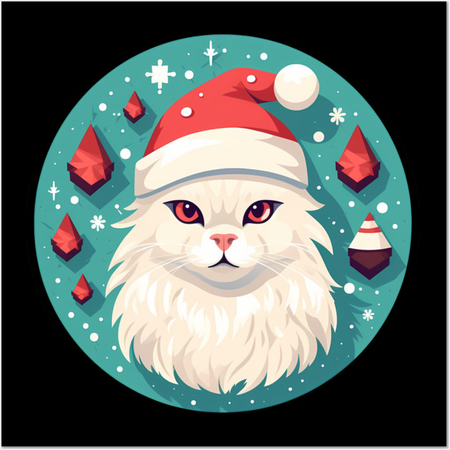 Turkish Angora Cat Xmas, Love Cats Wall Art by logiamerch