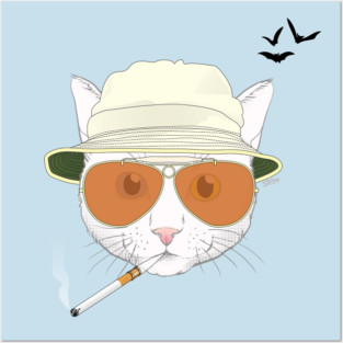 Fear and Loathing Cat - White Posters and Art