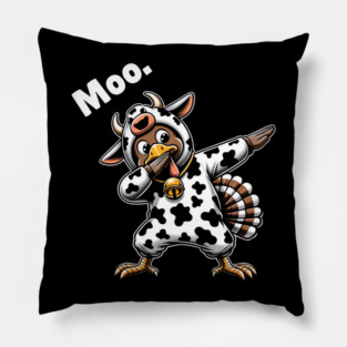 Turkey Moo Cow Funny Thanksgiving Pillow