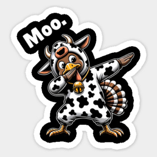 Turkey Moo Cow Funny Thanksgiving Sticker