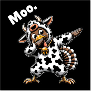 Turkey Moo Cow Funny Thanksgiving Posters and Art