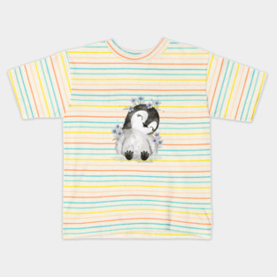 Floral Penguin Kids T-Shirt