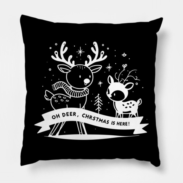 Oh Deer Christmas is Here! Pillow by Frank Ring