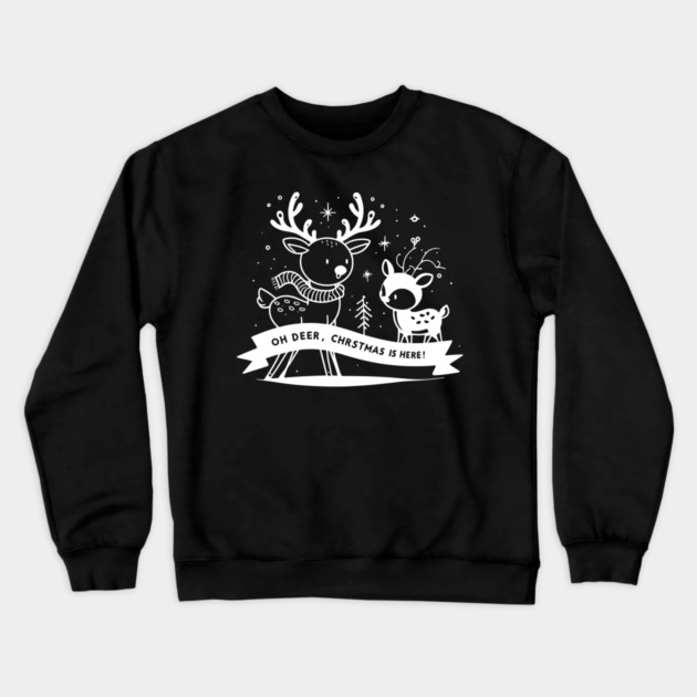 Oh Deer Christmas is Here! Crewneck Sweatshirt by Frank Ring