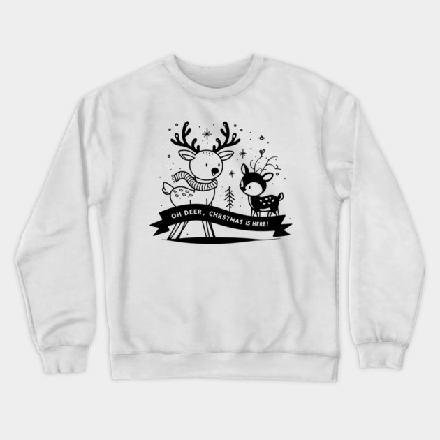 Oh Deer Christmas is Here! Crewneck Sweatshirt by Frank Ring