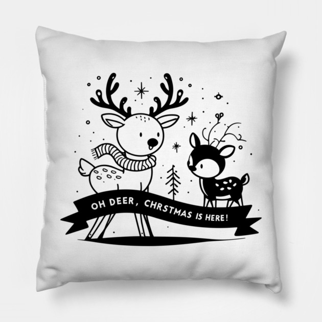 Oh Deer Christmas is Here! Pillow by Frank Ring