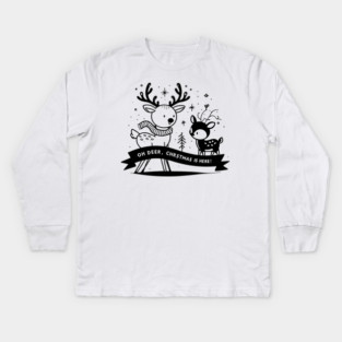 Oh Deer Christmas is Here! Kids Long Sleeve T-Shirt