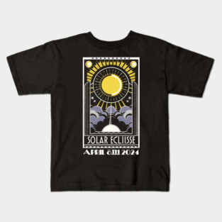 Total Solar Eclipse April 8th 2024- Art Deco style Kids T-Shirt