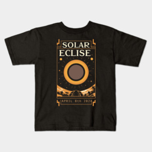 Total Solar Eclipse April 8th 2024- Art Deco style Kids T-Shirt