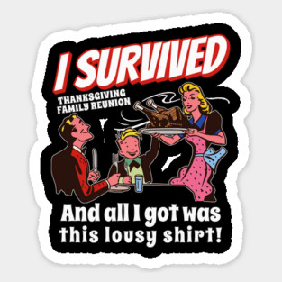 Thanksgiving Survivor Retro Style Family Dinner Design Magnet