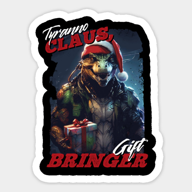 Tyranno Claus, Gift Bringer Dinosaur Christmas Magnet by creative