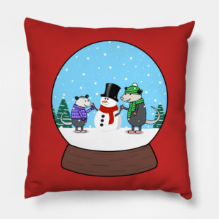 Opossum Snow Globe Pillow
