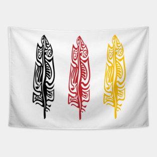 Three Feathers Medicine Wheel Colours Indigenous WAWEZHI CANADA Tapestry
