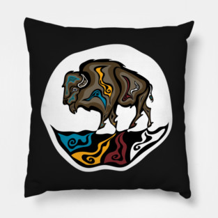 Four Directions Buffalo WAWEZHI Canada Indigenous Art Pillow