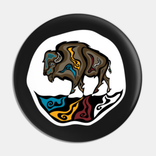 Four Directions Buffalo WAWEZHI Canada Indigenous Art Pin