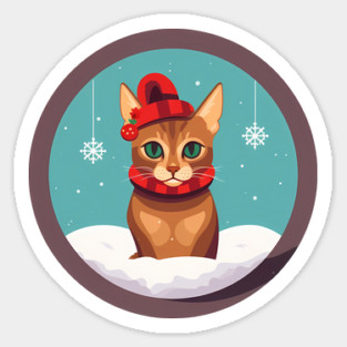 Abyssinian Cat Xmas Ornament, Love Cats Sticker