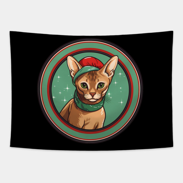 Abyssinian Cat Xmas Ornament, Love Cats Tapestry by logiamerch