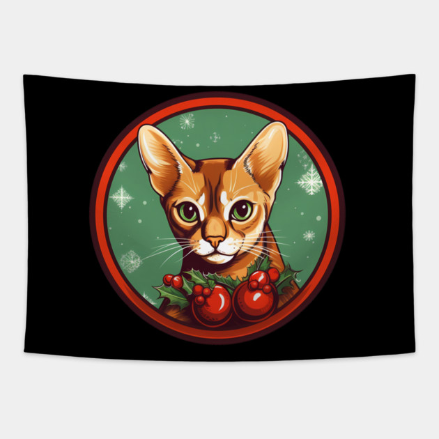 Abyssinian Cat Xmas Ornament, Love Cats Tapestry by logiamerch