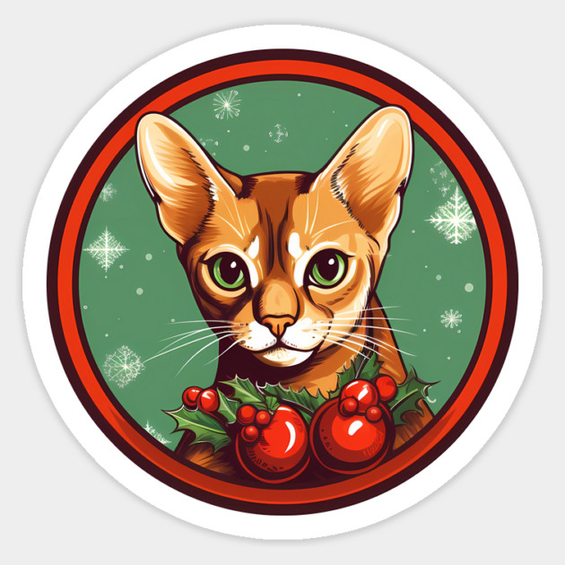 Abyssinian Cat Xmas Ornament, Love Cats Sticker by logiamerch
