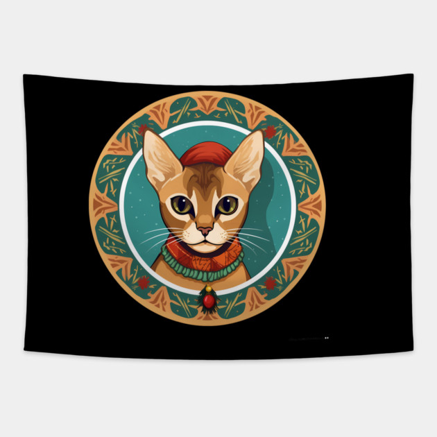 Abyssinian Cat Xmas Ornament, Love Cats Tapestry by logiamerch