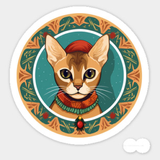 Abyssinian Cat Xmas Ornament, Love Cats Sticker