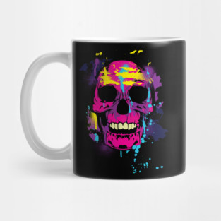 Skull neon spray paint and strokes Mug