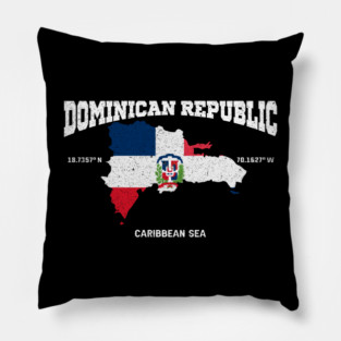 Vintage Dominican Republic Flag, Dominican coordinates, Dominican Republic location, Dominican Outfit Pillow