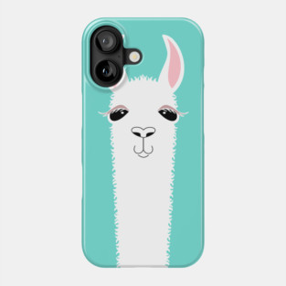 LLAMA ALPACA PORTRAIT ON BLUE Phone Case
