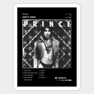 Prince - Dirty Mind Tracklist Album Sticker