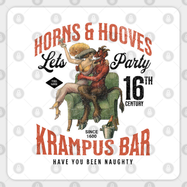 Distressed Horns & Hooves Krampus Bar Lets Party Naughty Christmas Sticker by Joaddo