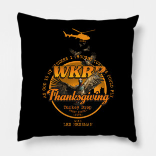 WKRP Turkey Drop Pillow