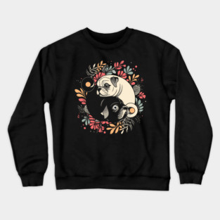 Yin and Yang Cute Pug Puppy Dogs Crewneck Sweatshirt