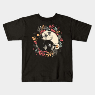 Yin and Yang Cute Pug Puppy Dogs Kids T-Shirt