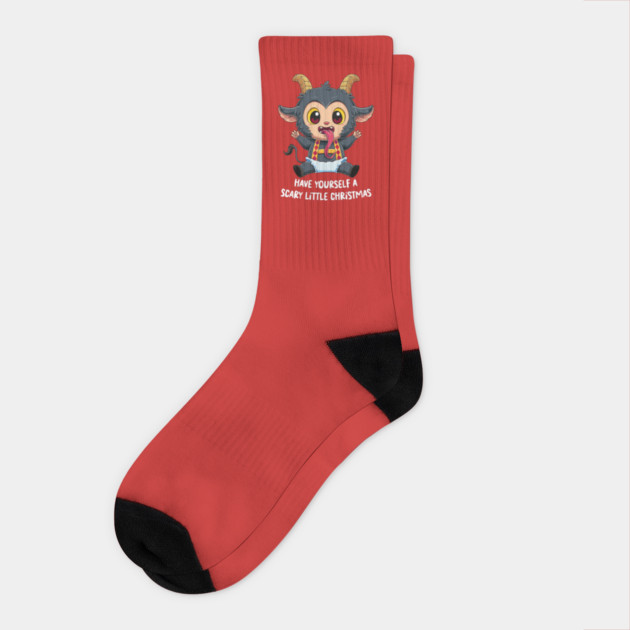 Cheeky Krampus Holiday Greetings Socks by GoshWow®