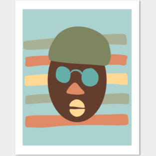 Black French Artist in Beret Posters and Art