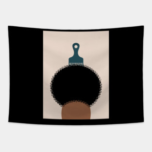 Afro Pick Girl Tapestry