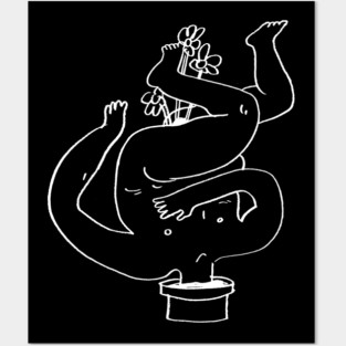 Head in pot growing flowers Posters and Art