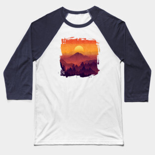 Golden Sunset In The Misty Mountains Baseball T-Shirt