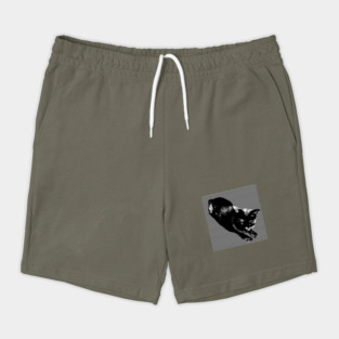 Graphic Black Cat Shorts