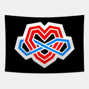 Polyamorous Pride Infinity Heart Symbol - Poly - White Red Blue - Polyamory Tapestry