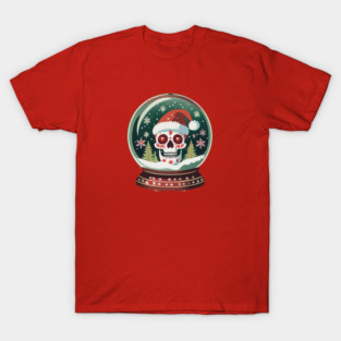 Santa Skull in a snow globe T-Shirt
