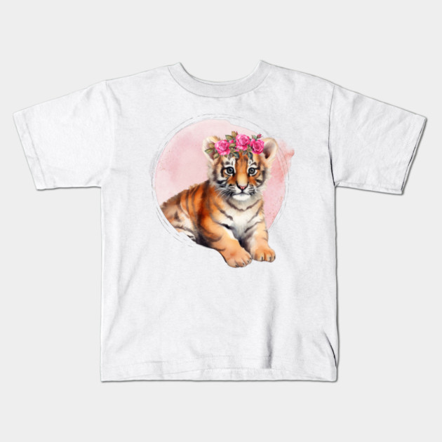 Cute Baby Tiger With floral crown Cute Baby Tiger Safari Nursery