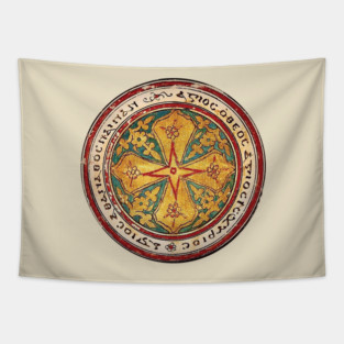 Coptic Manuscript Cross Medallion with Coptic Trisagion Tapestry